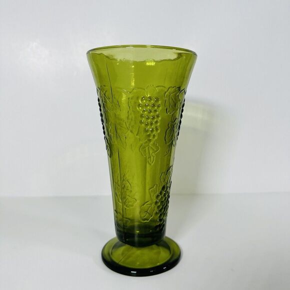 Unknown Other - Vintage Olive Green Depression Glass Vase
